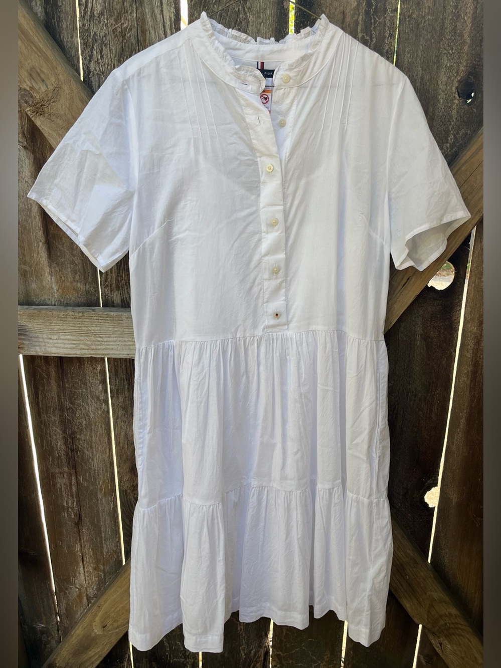 Tommy Hilfiger White Tiered Short-Sleeve Dress